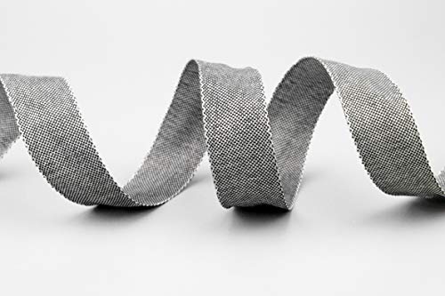 Decorative Ribbon Oliver Grey (128) 20 m x 25 mm (Roll) Fabric Ribbon with Wired Edges Slightly Shiny Linen Look Taffeta Ribbon Coarse Woven Christmas Advent - Image 2