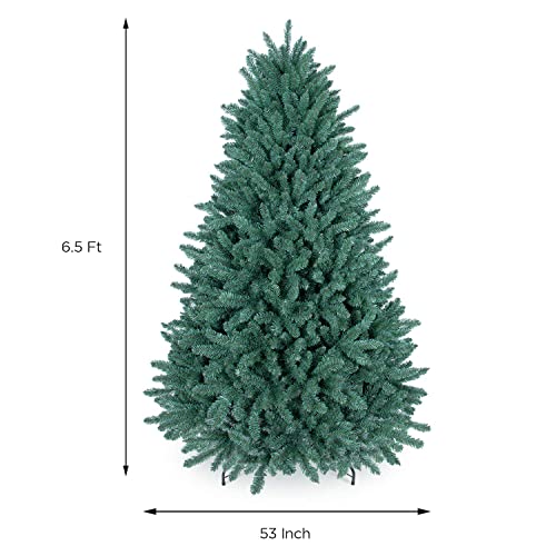 OasisCraft Pre-lit Christmas Tree 6.5ft Premium Hinged Blue Spruce Artificial Christmas Tree with 700 Clear Lights - Thumbnail 4
