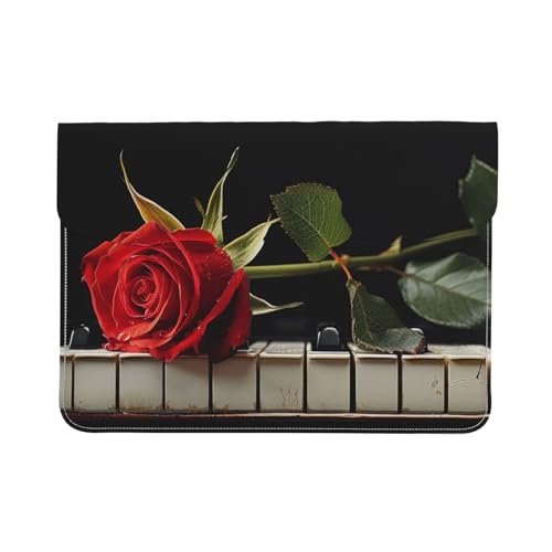 Pochette ordinateur 13" pour le bureau et les voyages étui cuir rose sur piano