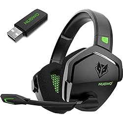 NUBWO G06 Auriculares inalámbricos para PS5, PS4, PC, auriculares para juegos con cancelación de ruido y micrófono, más de 17 horas de uso inalámbrico, verde