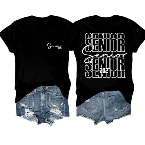 Anijkenu Senior 2027 Shirt Graduation Class of 2027 Shirt Two Sided Black