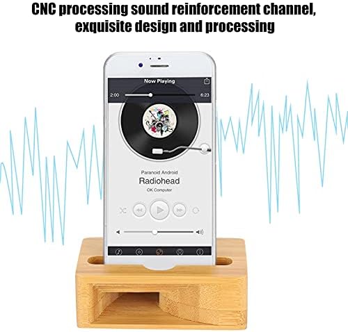 Wood Phone Sound Speaker Amplifier Holder,Cell Phone Stand Sound Amplifier Universal Portable Wood Loudspeaker Cellphone Dock on Desk Stand Mount Cradle Loud Speaker for Phone