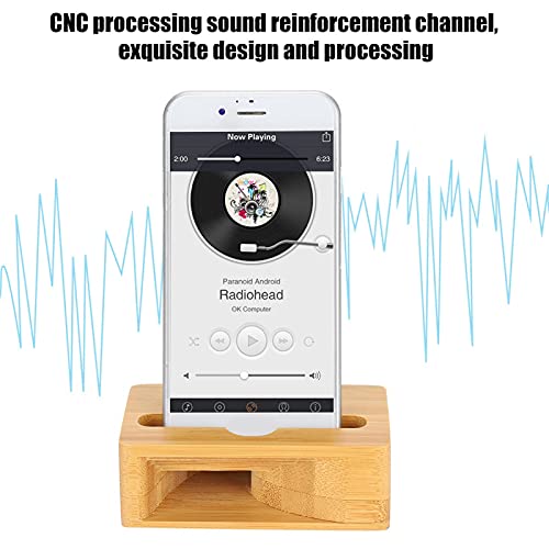 Wood Phone Sound Speaker Amplifier Holder,Cell Phone Stand Sound Amplifier Universal Portable Wood Loudspeaker Cellphone Dock on Desk Stand Mount Cradle Loud Speaker for Phone - Image 2