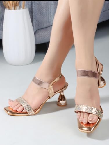 Image of Carlton London Women Stylish Fashion Embellished Sandals for Outdoor, Party, Wedding and Holidays with Stiletto Heels