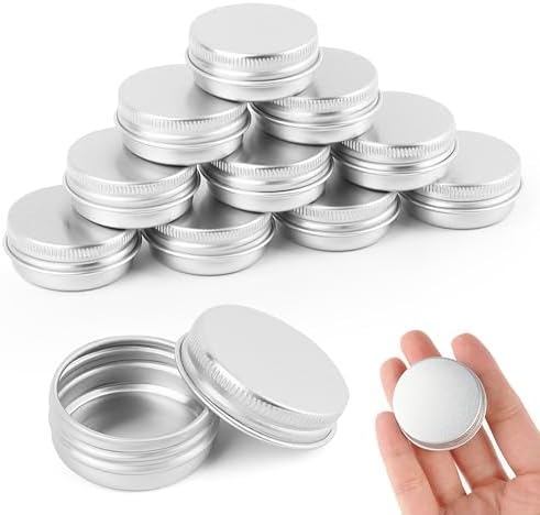 UKOFEW 10 Pezzi Vasetti Alluminio, 15 ML Barattoli Metallo, Contenitori Vuoti, Lattine Argento - Foto 3