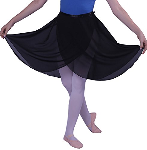 Woosun Women Chiffon Ballet Wrap Skirt Adult Ladies Ballet Leotard Tutu Skirt Dance Skate Over Scarf 60Cm Long Skirts Black #TOP4