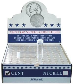100 Round Cent Coin Tubes Round Cent New Crystal Clear Polystyrene - Box 100