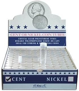100 Round Cent Coin Tubes Round Cent New Crystal Clear Polystyrene - Box 100