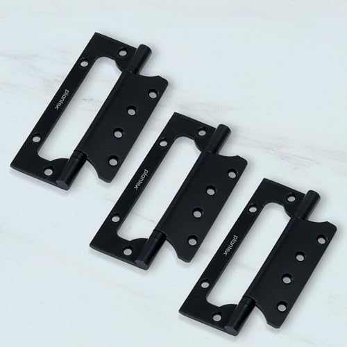 Image of Plantex Butterfly Hinges for Door /Stainless Steel Door Hinges /5 Inch x 14 Gauge Hinge /2.5 mm Hinges for Home /Office /Hotel /Non-Mortise Hinge - Pack of 3 (Black)