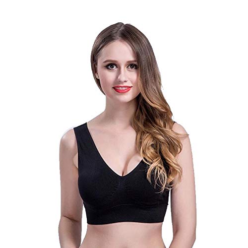 Boolavard New Seamless Sports Style Bra Crop Top Vest Comfort Stretch Bras Shapewear (XXL, Black)