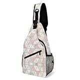 MHYRAC Bolsa cruzada, bolsa de pecho de bulldog inglés, bolsa bandolera para viajes, compras, deportes, Mármol gris oro rosa, 38x20cm