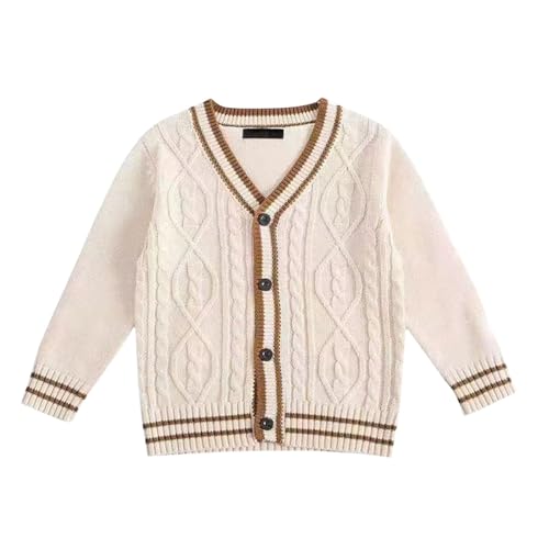 Little Girls Button Front Crop Sweater Cardigan Solid Crewneck Long Sleeve Knit Spring Fall Tops