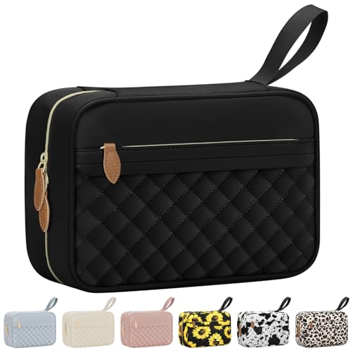 Vankor Travel Toiletry Bag for Women with Hanging Hook, Waterproof TSA Approved Cometic Toiletry Bag Organizers Leakproof Make up Bags for Women Black