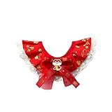 Ghbunuzマフラーよだれタオル、猫、お正月、犬、襟元、ペット、装飾、係留式リボン、軽量、ファッション (金色の蛇が春を迎える,S-小)