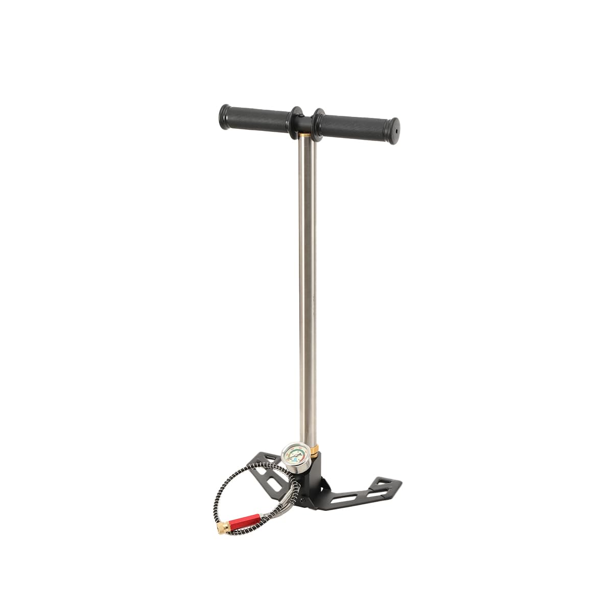 Bomba de Aire 4500 PSI, Bomba Manual de Alta Presión de 3 Etapas Inflador de Aire de Bomba con Manómetro, Bomba de Mano de Acero Inoxidable para Bicicleta, Plegable