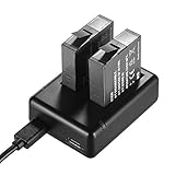 Andoer Portable Dual Camera Battery Charger Kit Set with 2pcs Rechargeable Batteries USB Cable Indicator Light for Insta360 one X Cameras