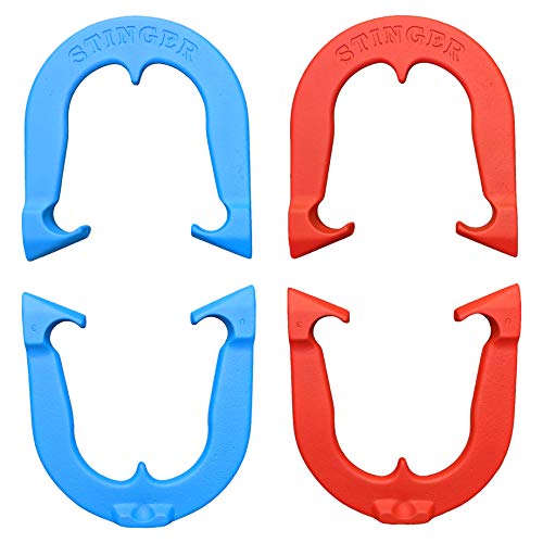 Stinger Professional Pitching Horseshoes- Made in The USA (Red & Blue- Two Pair Set (4 Shoes))