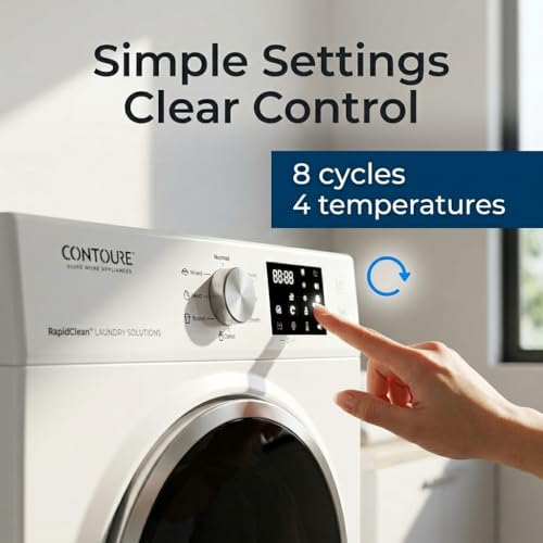 CONTOURE 24” Stackable Electric Dryer for RV, 13.2 lb Capacity, Smart Sensor Dry Technology, Stainless Steel Drum, 8 Cycles, 4 Temps, LED Controls, Compact Front Load Dryer – White (DE-1500W) - Thumbnail 7
