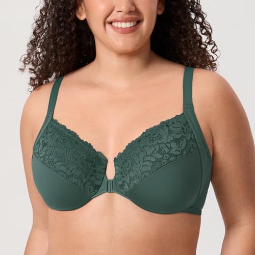 Image of DELIMIRA Women's Front Closure Posture Lace Bras