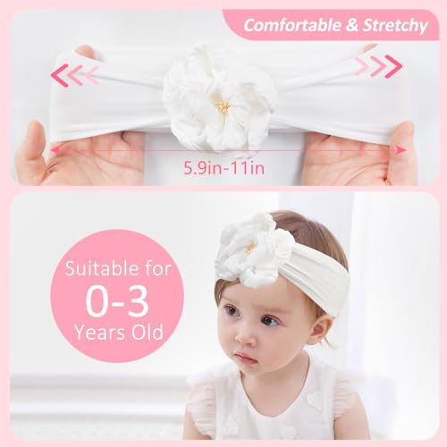 Baby Girls Nylon Headband and Bow Big Flower Headbands Fashion Pink Hair Accessories for Newborns Infants2