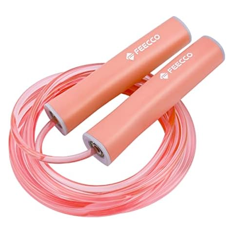 FEECCO Jump Rope for Kids, Pink and Blue Jump Ropes for Boys and Girls, Adjustable Rope for Children, with Premium Quality Ball Bearings, Robust Handles Cover