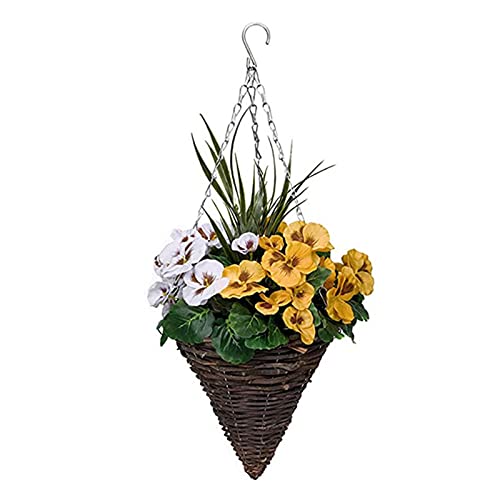 Keebgyy 2Pcs Cone Handmade Woven Rattan Hanging Basket, Conical Rattan Wall Planter Baskets With Plastic Film Liner For Home Garden Wedding Wall Decorations(11.8In) #TOP6