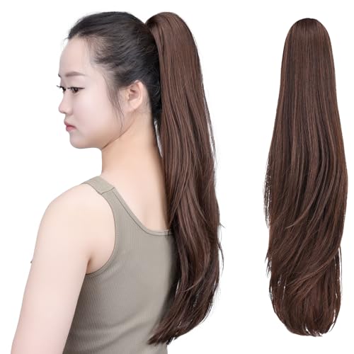 SYXLCYGG Brown Ponytail Extension 22" 6OZ Claw Clip In Pony Tail Hair piece