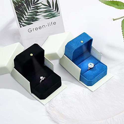 MR.Prime Ring Box, Velvet Wedding Ring Case Jewelry Gift Box with LED Light for Proposal Engagement Wedding (Black)