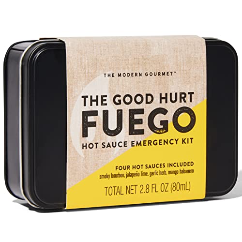 Foto von Thoughtfully - The Good Hurt Fuego Hot Sauce Geschenk-Set - Probierset mit 4 scharfen Chili-Saucen in Geschenkbox - 4 x 20 ml
