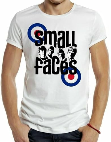 Image of Small Faces Logo Bad Cotton Men T Shirt Music MOD Band Album TEE FACE 60S Retro White
