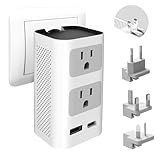 Universal Travel Adapter 220V to 110V Voltage Converter US to Europe, Inernational Power Plug Adapter with 1 USB Port 1 USB C for EU/UK/AU/US