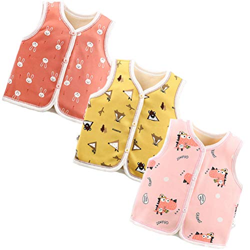 XM-Amigo Gilet épais pour bébé fille hiver automne chaud bébé fille gilet épais gilet épais gilet épais gilet épaule bébé fille gilet épais (recommandé enfants de 60 à 73 cm), Fille 01-3set, 3-12 mois Cover