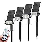 Outdoor Solar Spot Lights with Timer Remote 3 Colors 3 Brightness Waterproof Landscape Spotlights, D