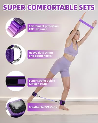 Image of Resistance Bands Set - Resistance Band and Adjustable Ankle Exercise Bands with Cuffs Great Equipment for Training, Working Out, Yoga,Home Gym with Training Guidance & Carry Bag,Set of 8