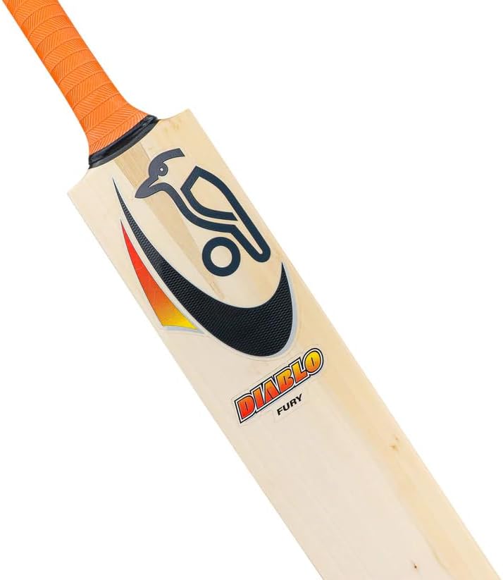 Kookaburra Retro Diablo FURY English Willow Cricket Bat– Short Handle Adult Standard Weight | Free Knocking & Preparation Included | 1-Year Warranty | Anti-Scuff Face | Bat Cover Included