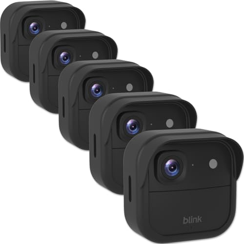 Silicone Cover for Blink Outdoor 2K+/4 (4th Gen) - Weatherproof Silicone Skin Case with Brim, Providing All-Around Camera Protection, Blink Outdoor Security Camera Accessory (Black, 5 Pack)