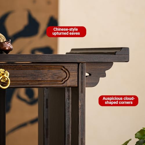 Mesa de altar pequeña de bambú de doble capa para falta de espacio en el hogar 4
