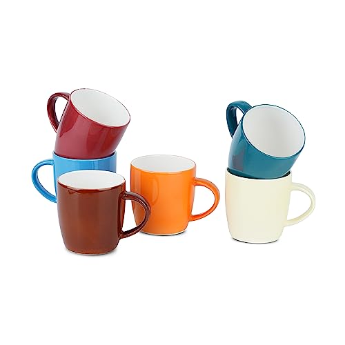 Image of Dandy Lines New Ray Multi, Ceramic Coffee Mug Set, Pack of 6, Microwave & Dishwasher Safe, Great for Home Use & Gifting