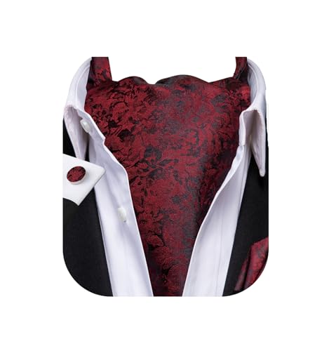 Image of Dubulle Paisley Floral Ascot for Men Self Tie Mens Cravat and Pocket Square Cufflinks Wedding