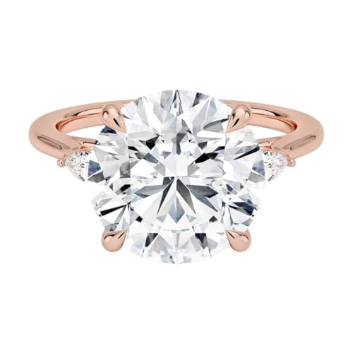 5 CT Round Cut Lab Grown Diamond Perfect Fit Three Stone Engagement Ring