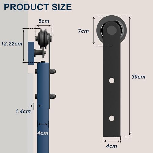 SKYSEN Schiebetür Komplettset 168cm Schiebetürbeschlag für Schiebetürsystem mit Bodenführung, Langlebige Schiebetür Schiene Perfekt Raumspart Raumtrenner für 1 Innentüren, Zimmertür, Holztür
