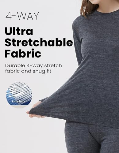 Image of Iguana Womens 100% Merino Wool Base Layer Sets for Ski Lightweight Thermal Underwear