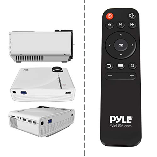 pyle portable multimedia home theater projector - compact hd 1080p high lumen led wusb hdmi 50 to 130 inch adjustable screen in your mac or pc built-in stereo speaker and remote control - pyle