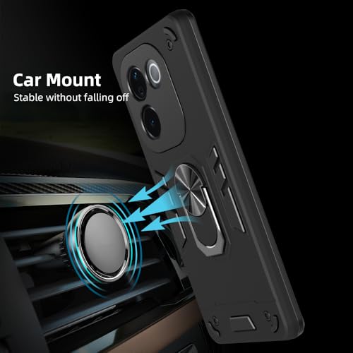 Image of NDCOM for Vivo T3 Pro 5G Back Cover and Iqoo Z9s Pro Back Cover | Stylish and Protective Shockproof Ring Holder Case