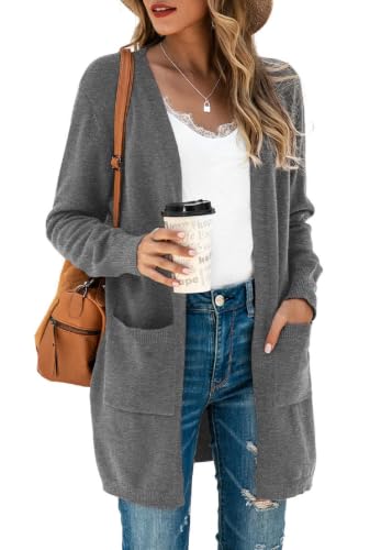 Image of TASAMO Cardigan Sweaters for Women Long Sleeve Open Front Casual Knit Fall Coat Oversized Soft Outwear with Pockets