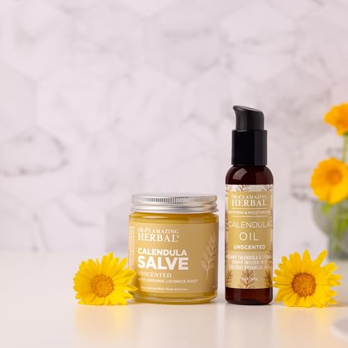 Image of Ora's Amazing Herbal Calendula Skin Salve and Oil Set, Organic Licorice Skincare Balm, Responsibly Sourced Beeswax, 4 oz salve with 2 oz oil