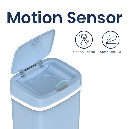 Ninestars NPT-16-1BL Automatic Touchless Motion Sensor Diaper Disposal Trash Can with lid, 4.2 gallon/16 L, Baby Blue Plastic