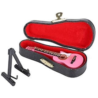 Guitare Miniature en bois avec support et étui, Mini Instrument de musique Miniature modèle de maison de poupée… - Les Beatles, Paul McCartney, John Lennon, RIngo Starr, George Harrison