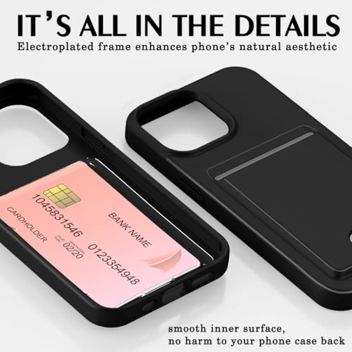 Petocase for iPhone 15 Wallet Case Card Holder Slot Ultra Slim Fit Flexible TPU Gel Rubber Soft Skin Silicone Protective Phone Case Cover for Apple iPhone 15 6.1 inch Black by Petocase - Image 3