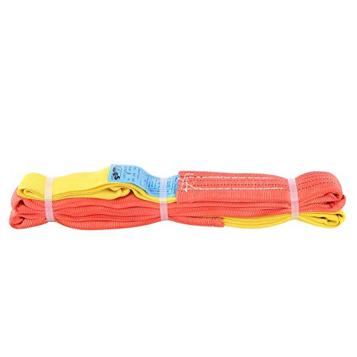 Qukaim Eslingas de elevación de 3 toneladas de poliéster de 3 toneladas, correa de elevación multicapa, eslingas de cincha resistente para elevación y aparejo, 5 m de largo, color amarillo